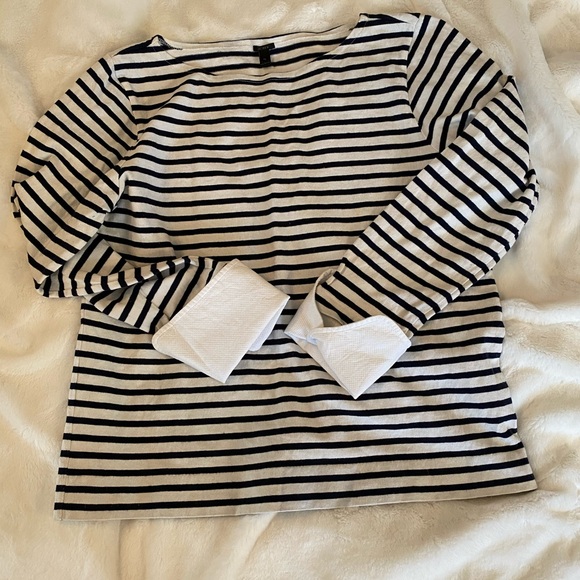 J. Crew Tops - J Crew Cotton Striped French Cuff Long Sleeve XL